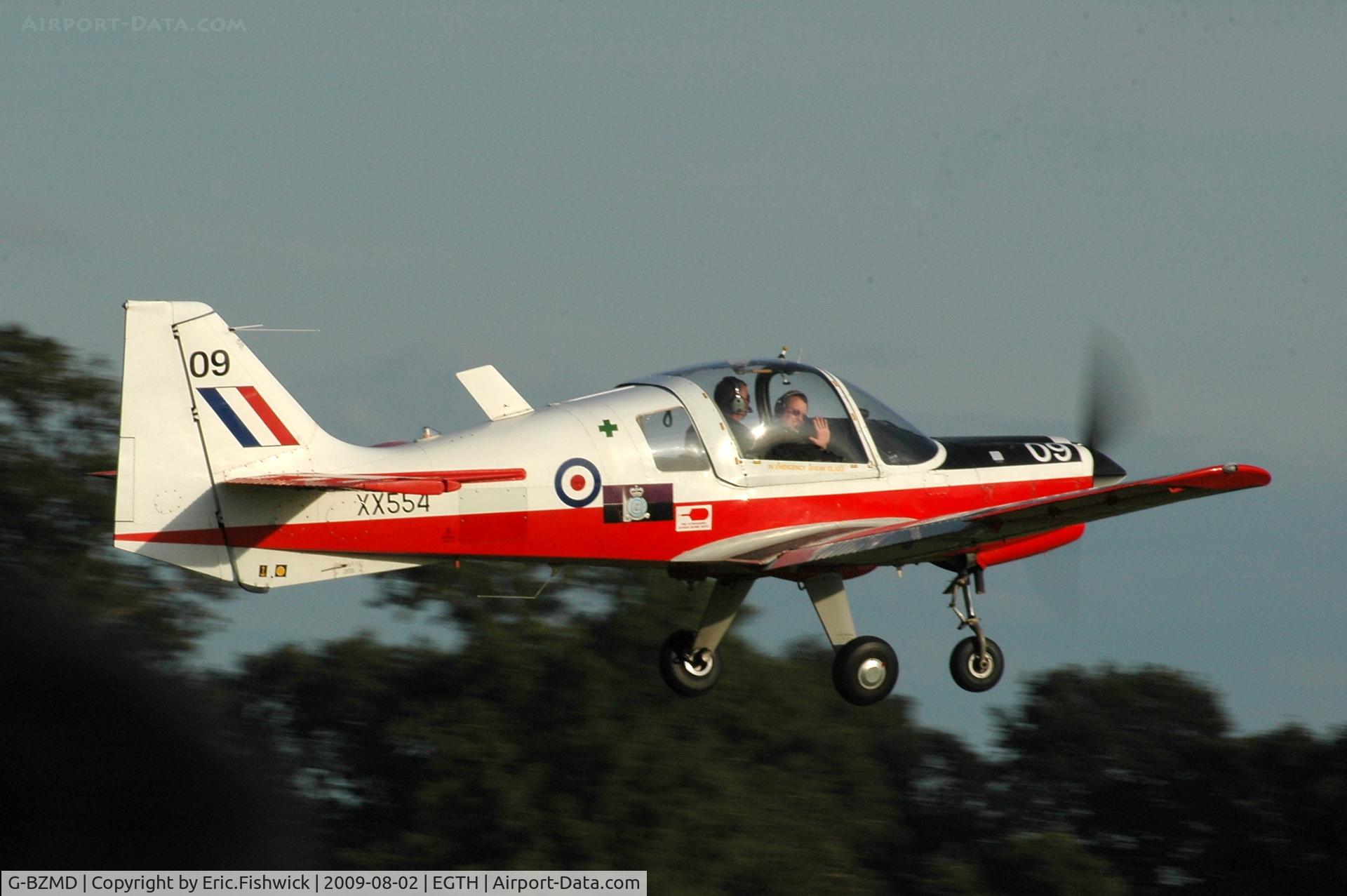 G-BZMD, 1973 Scottish Aviation Bulldog T.1 C/N BH120/247, 4. G-BZMD departing Shuttleworth Military Pagent Air Display Aug 09