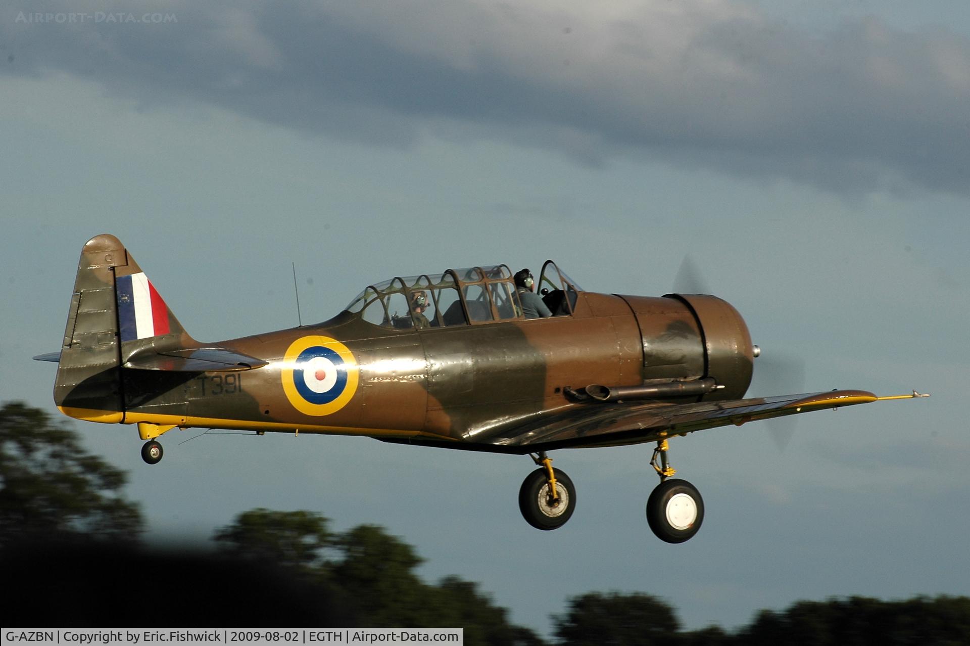 LN-AMY, North American AT-6D Harvard III C/N 88-16849 (42-85068), 4. FT391 departing Shuttleworth Military Pagent Air Display Aug 09