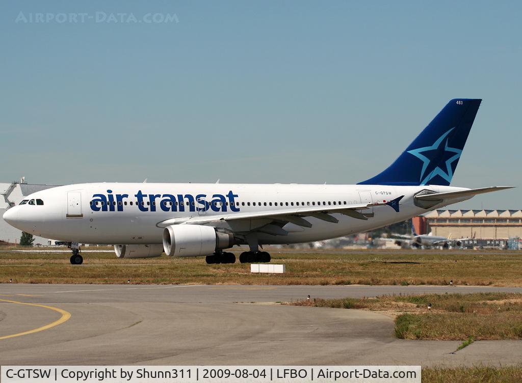 C-GTSW, 1988 Airbus A310-304 C/N 483, Taxiing holding point rwy 32R for departure...