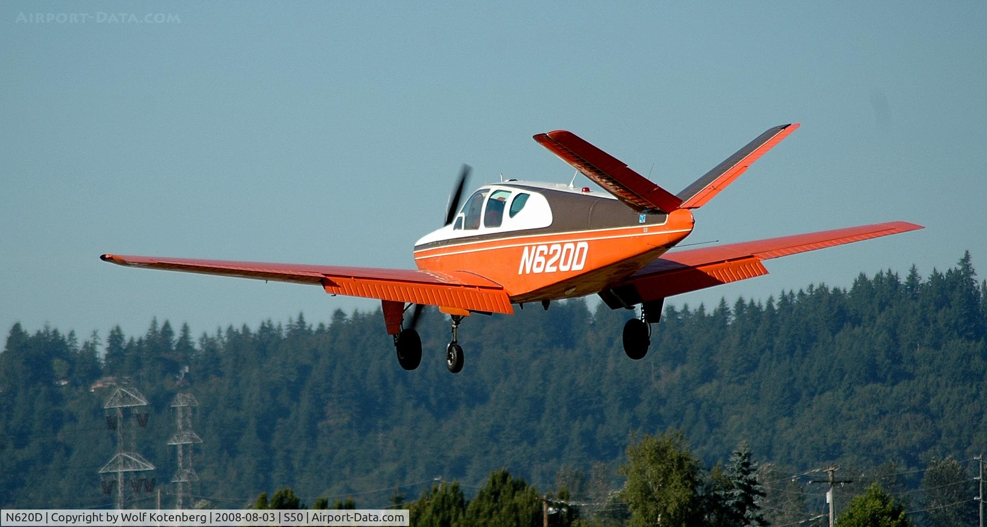 N620D, 1951 Beech C35 Bonanza C/N D-2879, seconds from touchdown