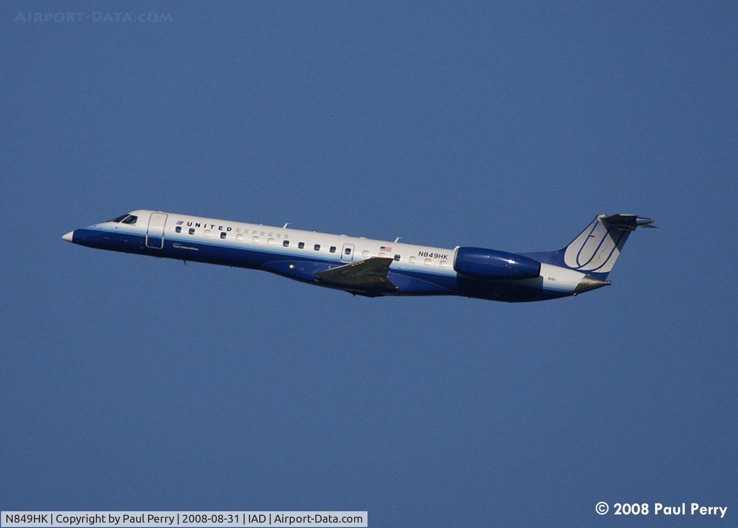 N849HK, 1996 Embraer ERJ-135ER (EMB-135ER) C/N 145002, Easing up into a clear sky