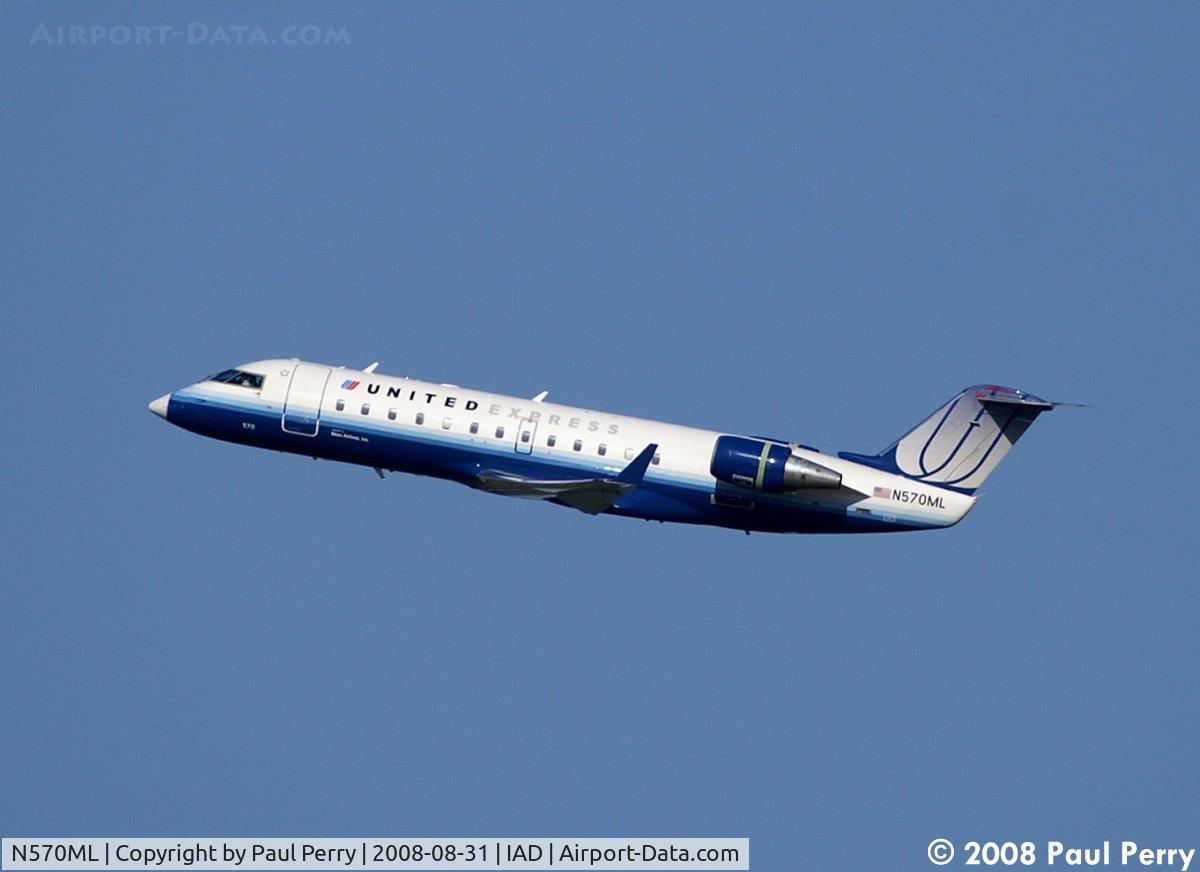 N570ML, 1997 Bombardier CRJ-200LR (CL-600-2B19) C/N 7206, The 'short' Canadair getting aloft