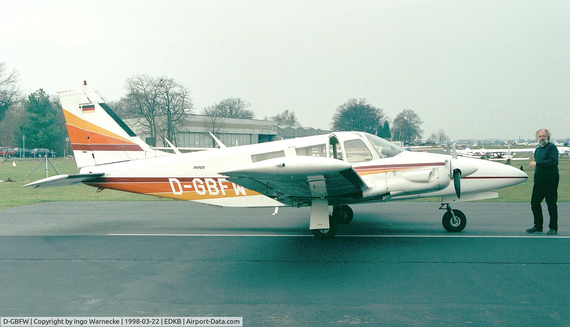 D-GBFW, 1973 Piper PA-34-200 C/N 34-7350116, Piper PA-34-200 Seneca at Bonn-Hangelar airfield