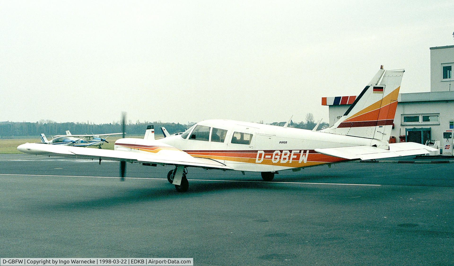 D-GBFW, 1973 Piper PA-34-200 C/N 34-7350116, Piper PA-34-200 Seneca at Bonn-Hangelar airfield