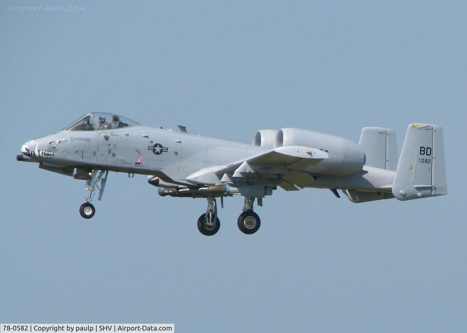 78-0582, 1978 Fairchild Republic A-10C Thunderbolt II C/N A10-0202, Touch and going from runway 14 at Shreveport Regional.