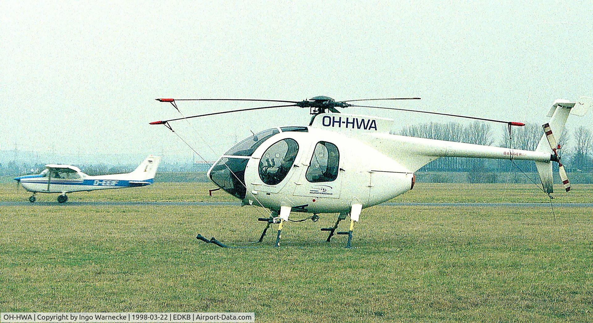 OH-HWA, Hughes 369E C/N 0487E, Hughes 369E (500E) at Bonn-Hangelar airfield