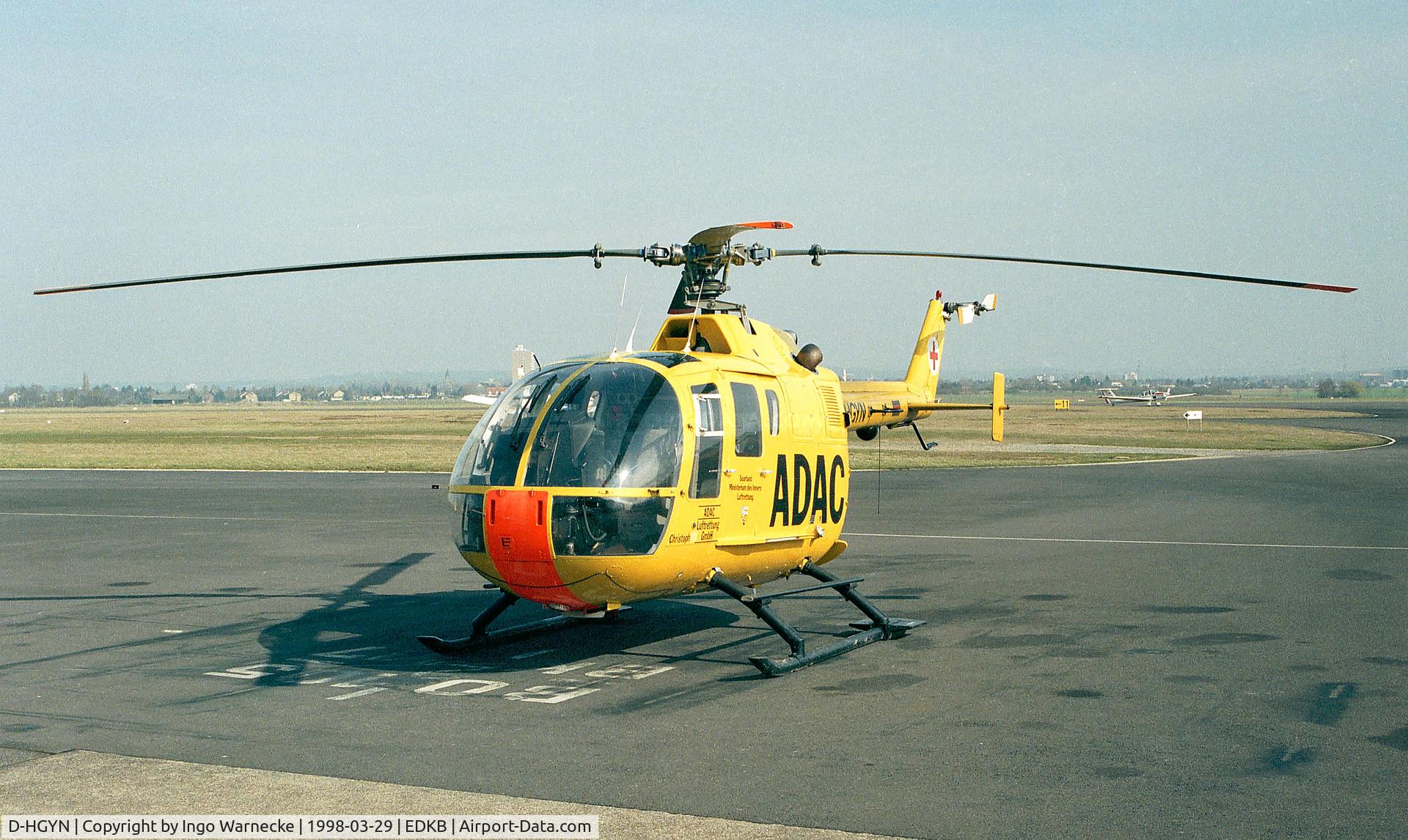 D-HGYN, MBB Bo-105S C/N S-661, MBB Bo 105S/Bo 105CS - operated for EMS by ADAC Luftrettung for Saarland Ministry of the Interior - seen here at Bonn-Hangelar airfield