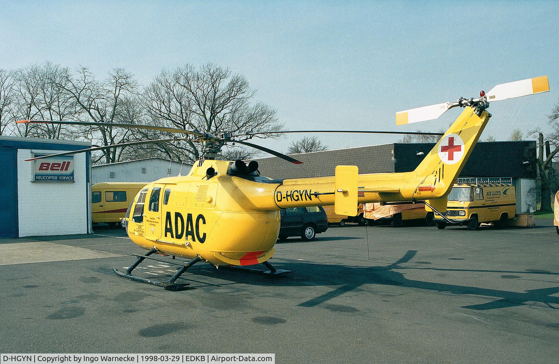 D-HGYN, MBB Bo-105S C/N S-661, MBB Bo 105S/Bo 105CS - operated for EMS by ADAC Luftrettung for Saarland Ministry of the Interior - seen here at Bonn-Hangelar airfield