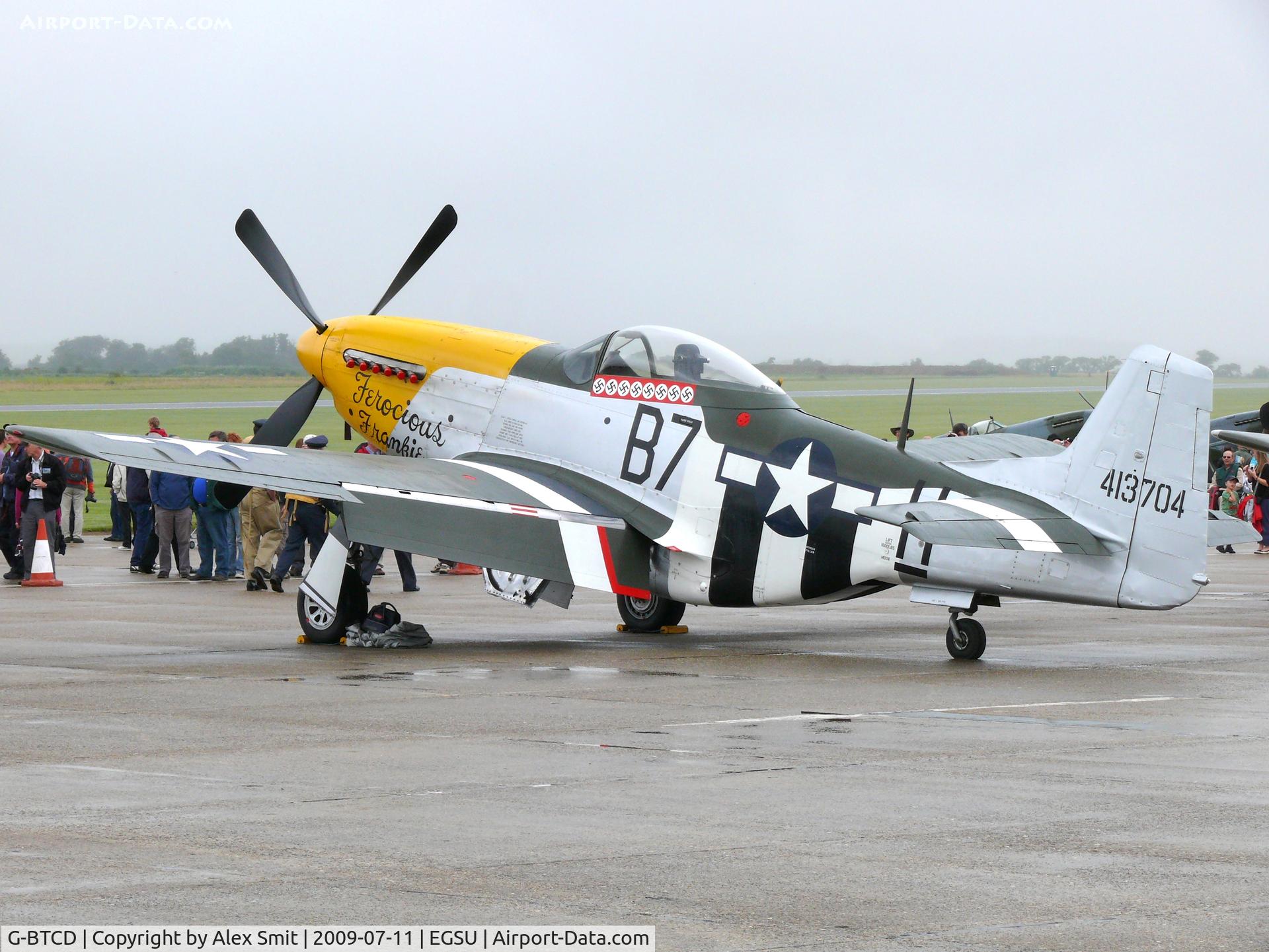 G-BTCD, 1944 North American P-51D Mustang C/N 122-39608, North American P-51D Mustang G-BTCD The Old Flying Machine Company painted as US Air Force 44-13704/H-B7 Ferocious Frankie
