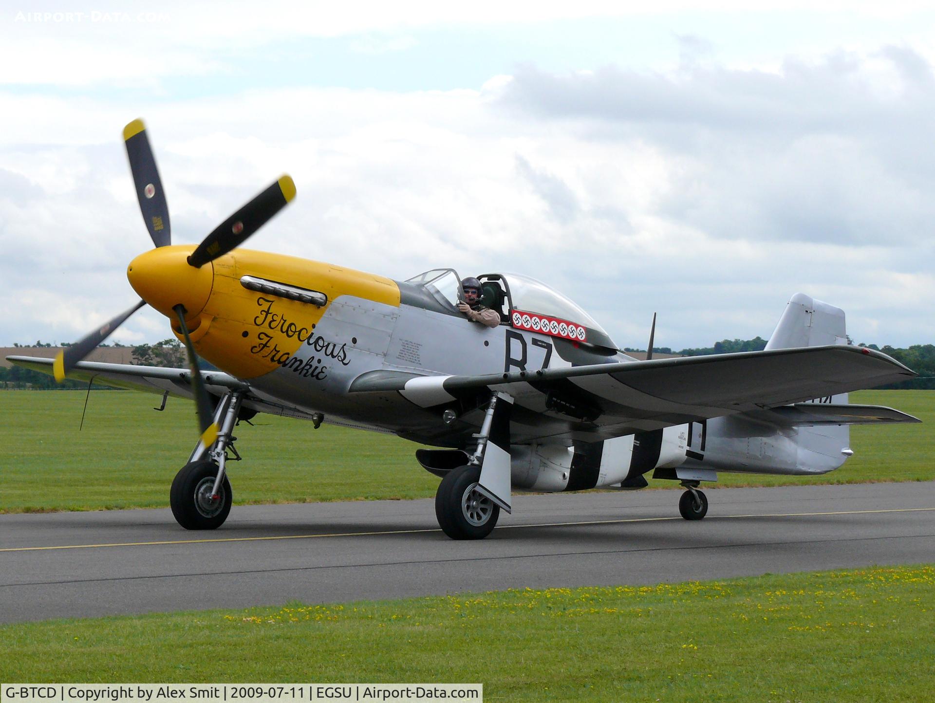 G-BTCD, 1944 North American P-51D Mustang C/N 122-39608, North American P-51D Mustang G-BTCD The Old Flying Machine Company painted as US Air Force 44-13704/H-B7 Ferocious Frankie