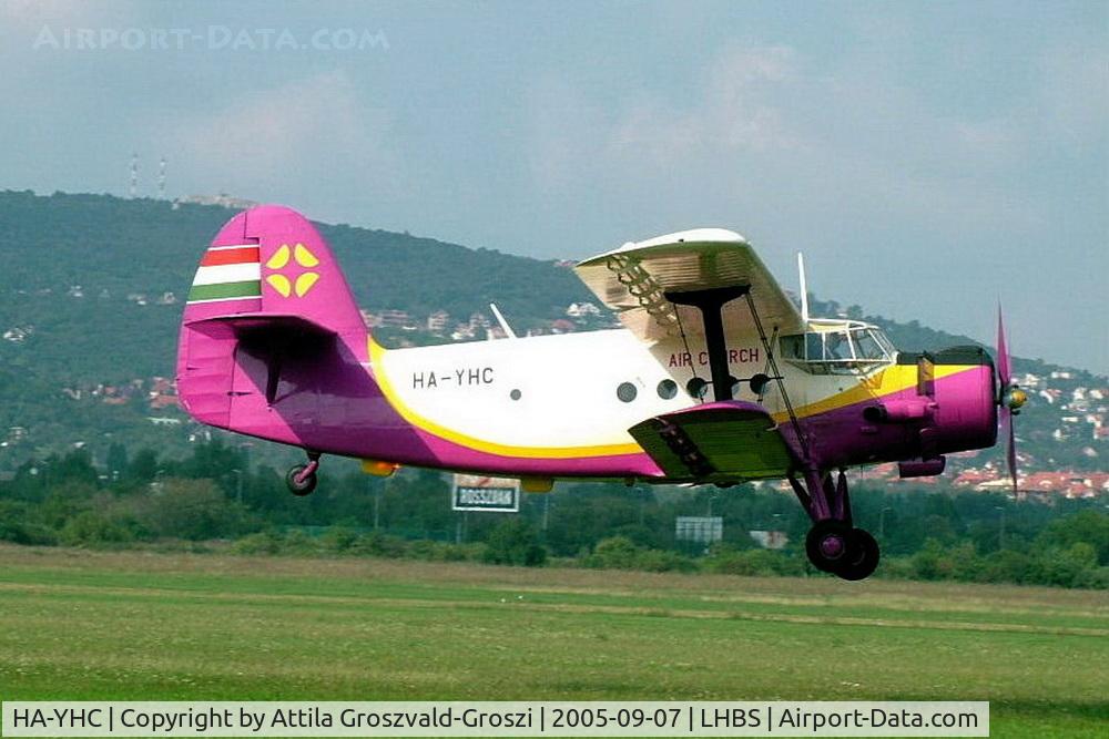HA-YHC, 1979 PZL-Mielec AN-2PF C/N 1G181-45, Consecrated airplane. This aircraft is used for aerial wedding and funeral ceremonies, cabin contains an altar.