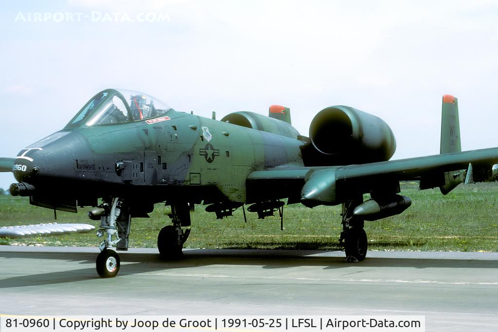 81-0960, 1981 Fairchild Republic A-10A Thunderbolt II C/N A10-0655, 78 TFS/81 TFW machine at the last Toul-Rosieres open hous. 81 TFW was disbanded and Toul closed a few years later.