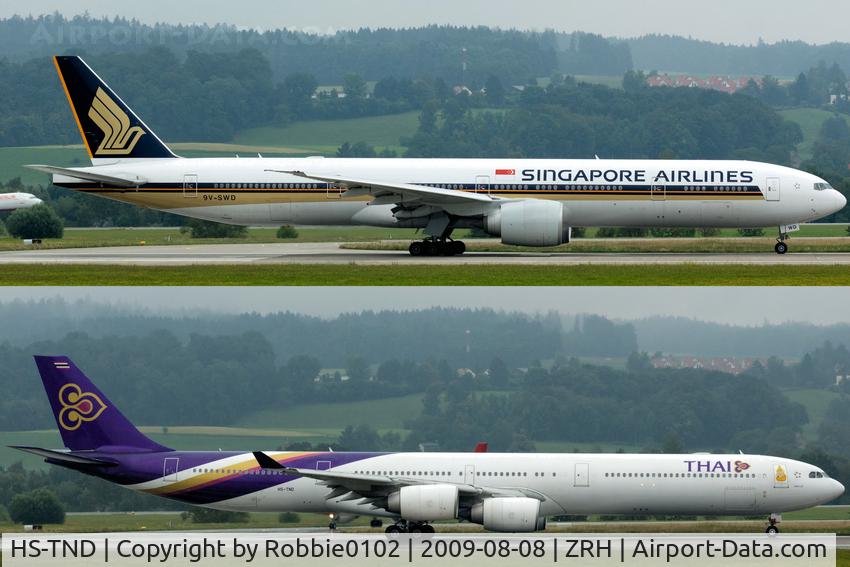 HS-TND, 2005 Airbus A340-642 C/N 710, 2 long planes - comparative of SG 773 and TG A 346