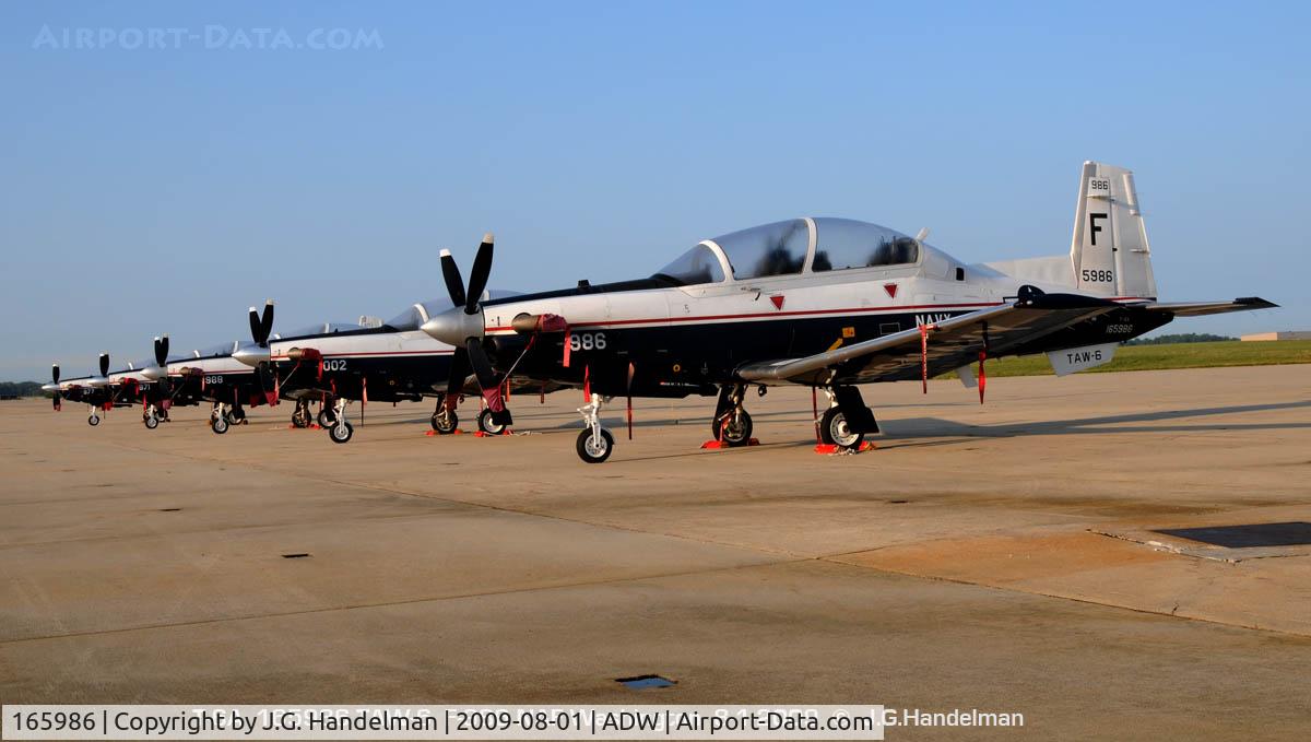 165986, Raytheon T-6A Texan II C/N PT-156, early morning dew line at NAF Washington