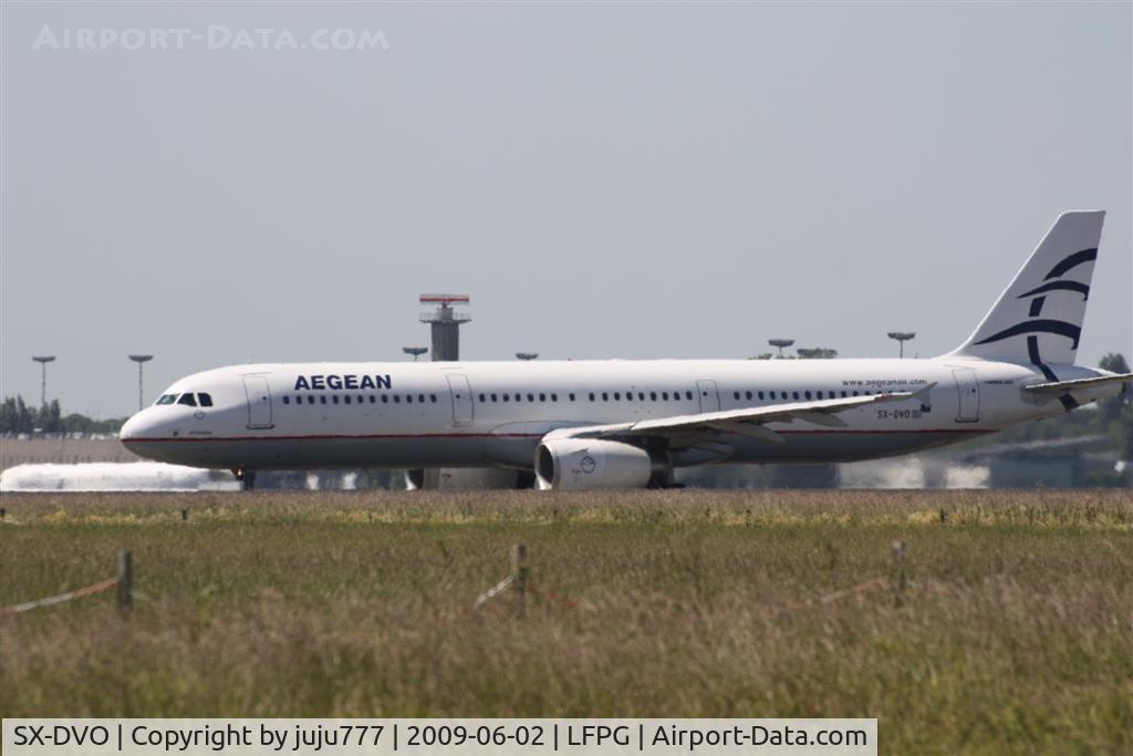 SX-DVO, 2008 Airbus A321-231 C/N 3462, on landing at CDG
