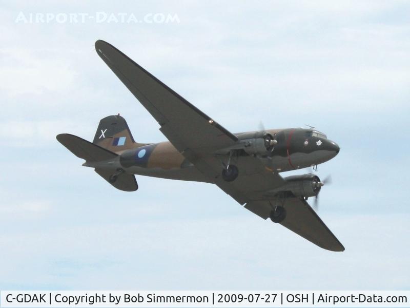 C-GDAK, 1939 Douglas DC-3-G202A C/N 2141, Base to final for 18 at Airventure 2009 - Oshkosh, Wisconsin.