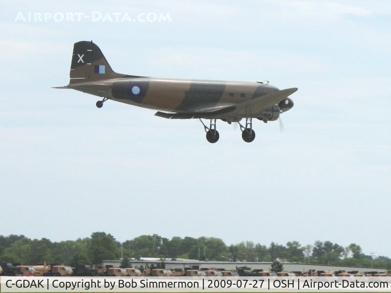 C-GDAK, 1939 Douglas DC-3-G202A C/N 2141, Landing RWY 18 at Airventure 2009 - Oshkosh, Wisconsin