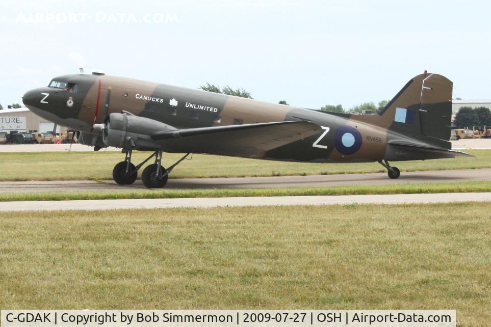 C-GDAK, 1939 Douglas DC-3-G202A C/N 2141, Arriving at Airventure 2009 - Oshkosh, Wisconsin