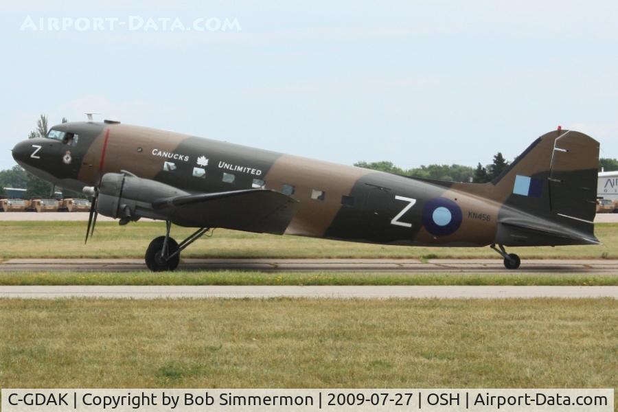 C-GDAK, 1939 Douglas DC-3-G202A C/N 2141, Arriving at Airventure 2009 - Oshkosh, Wisconsin