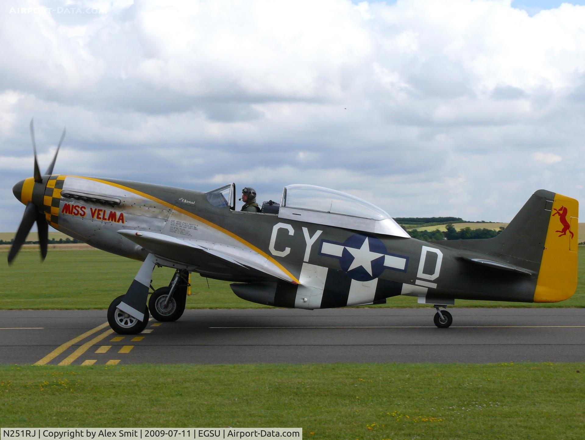 N251RJ, 1944 North American TF-51D Mustang C/N 124-44703, North American TF-51D Mustang NX251RJ The Fighter Collection painted as US Air Force 44-84847/CY-D Miss Velma