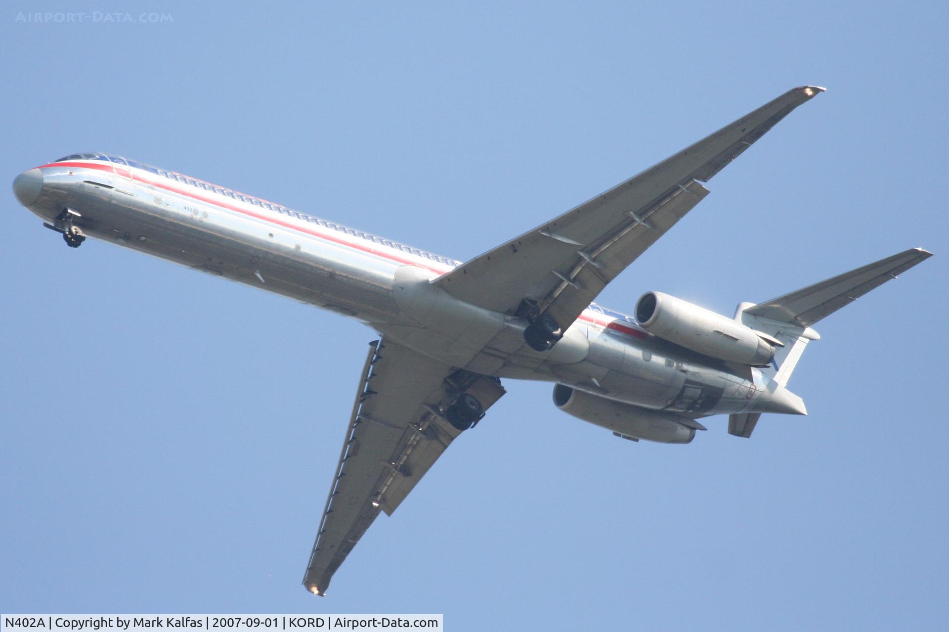 N402A, 1986 McDonnell Douglas MD-82 (DC-9-82) C/N 49313, American Airlines Mcdonnell Douglas DC-9-82, N402A on the 4R approach KORD.