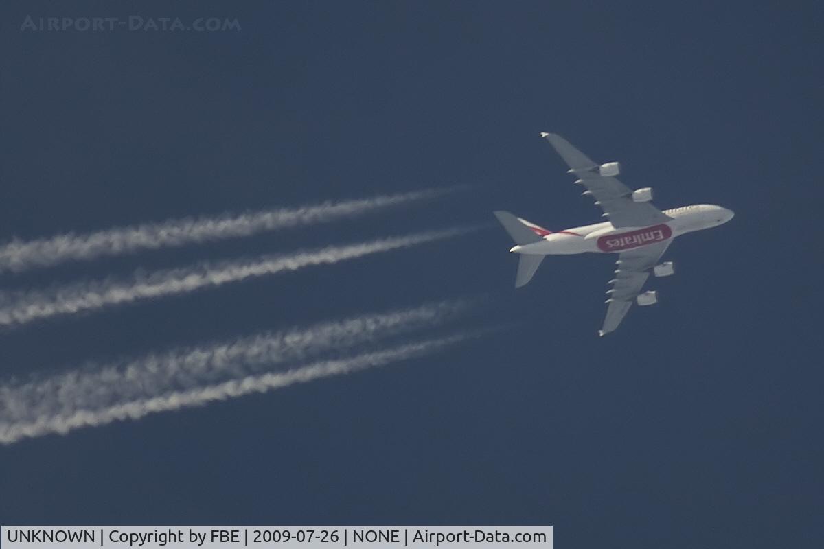 UNKNOWN, Contrails Various C/N Unknown, Emirates A380 cruises high over EDDF