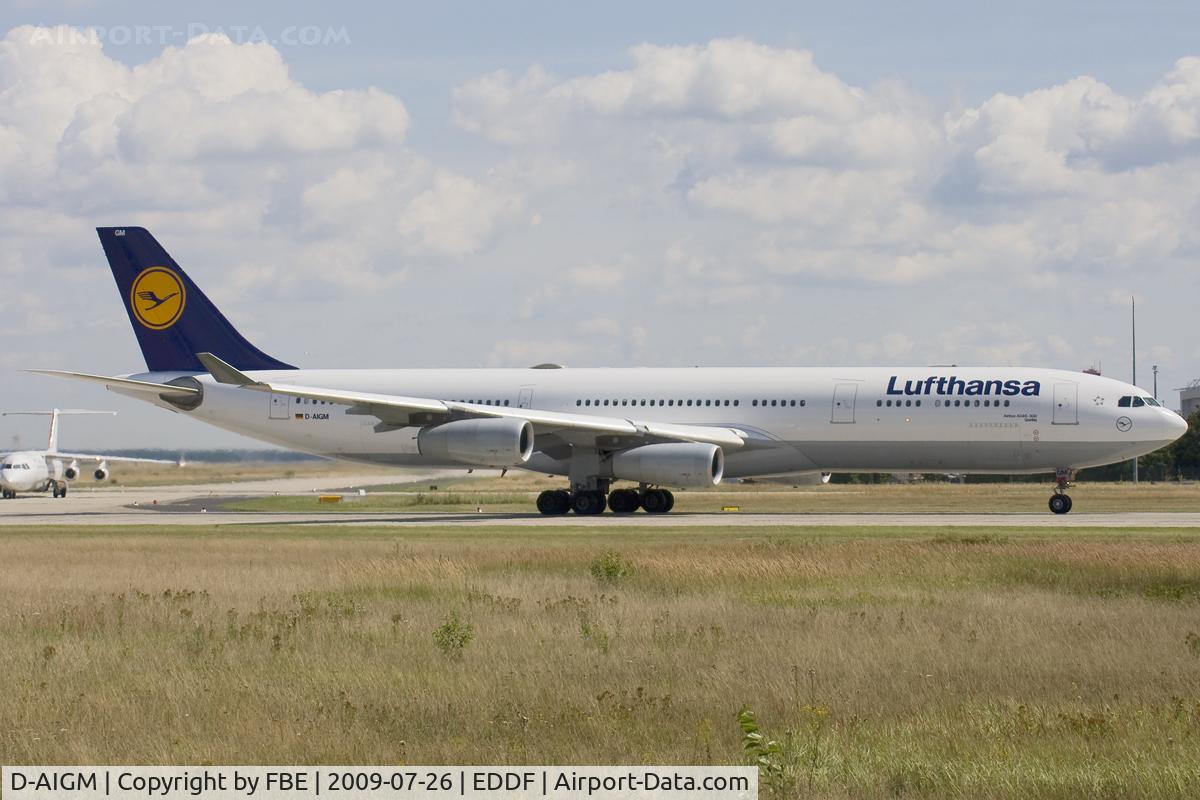 D-AIGM, 1997 Airbus A340-313 C/N 158, take off run RW18W