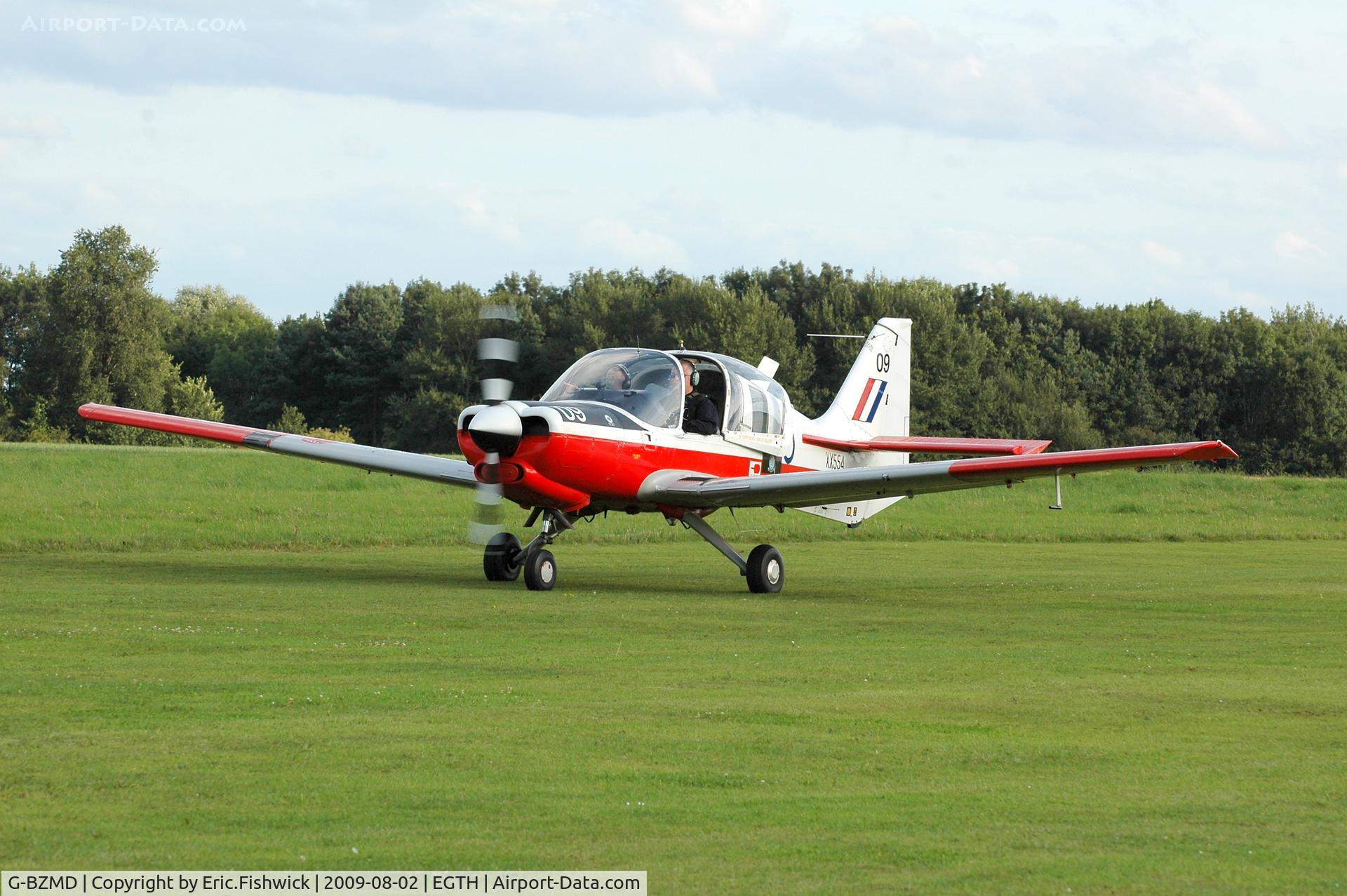 G-BZMD, 1973 Scottish Aviation Bulldog T.1 C/N BH120/247, 3. XX554 departing Shuttleworth Military Pagent Air Display Aug 09
