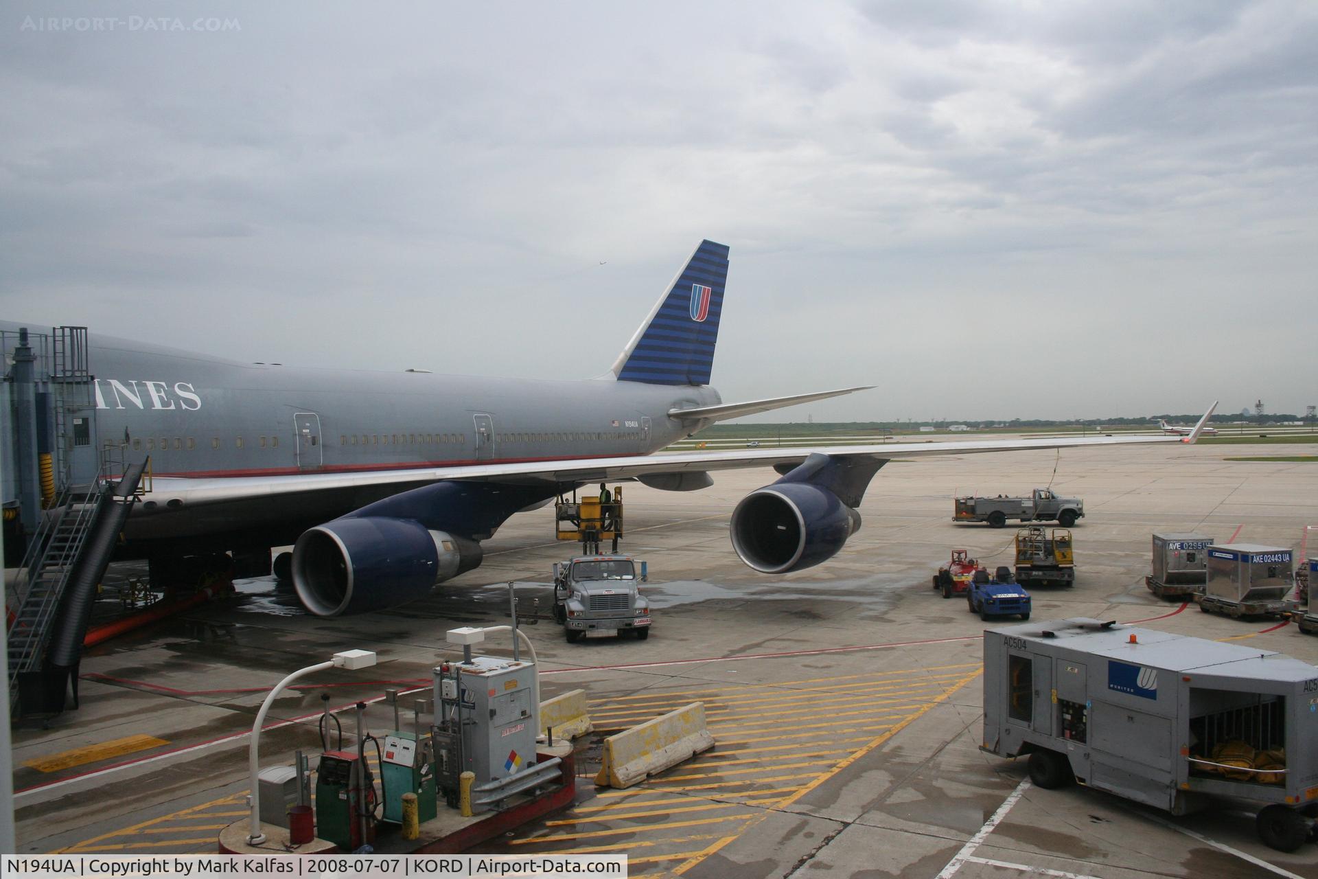 N194UA, 1997 Boeing 747-422 C/N 26892, United Airlines Boeing 747-422, N194UA at KORD gate C16.