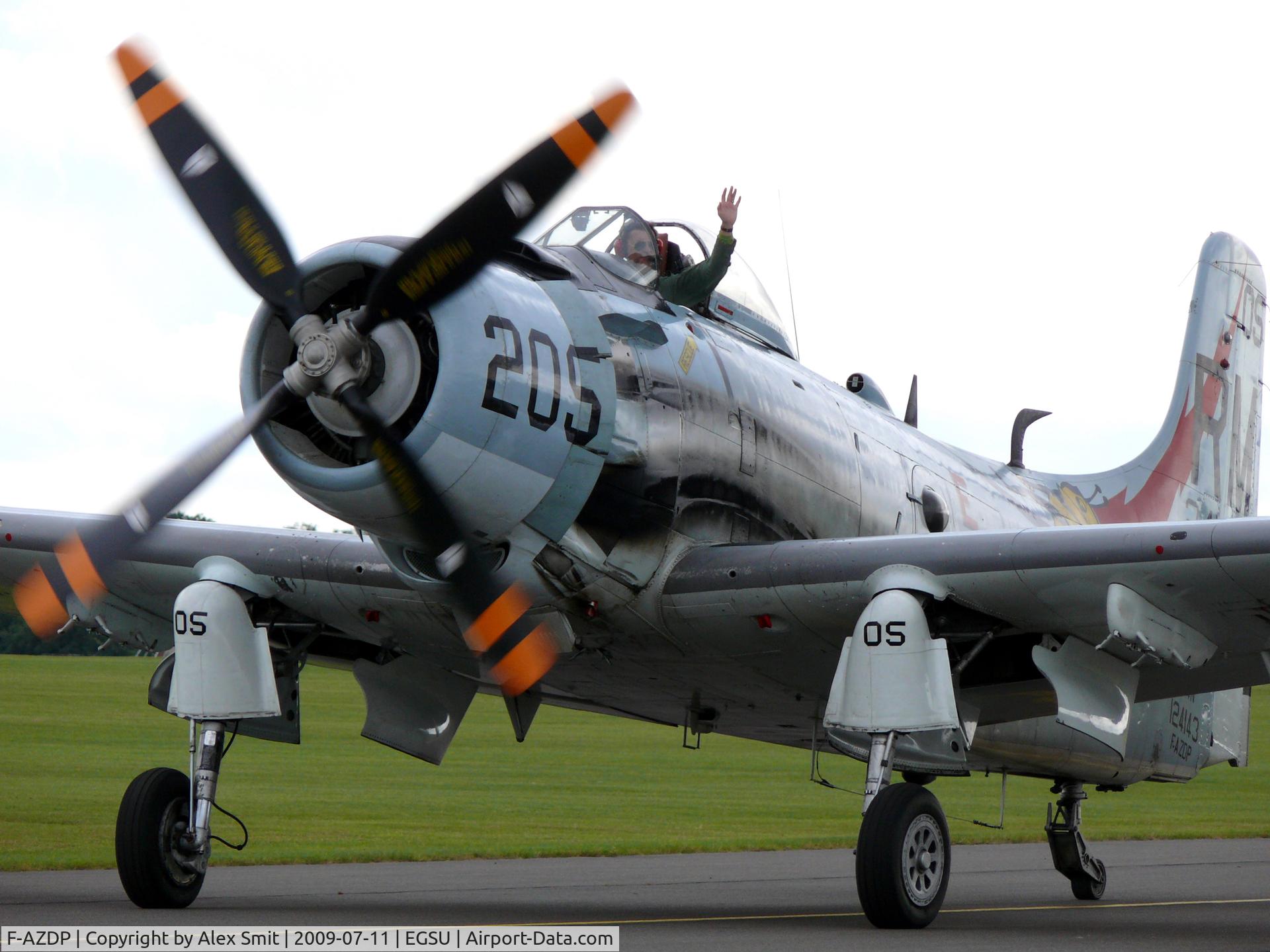 F-AZDP, Douglas AD-4N Skyraider C/N 7449, Douglas AD-4N Skyraider F-AZDP Amicale Jean Baptiste Salis painted as US Navy 124143/RM205