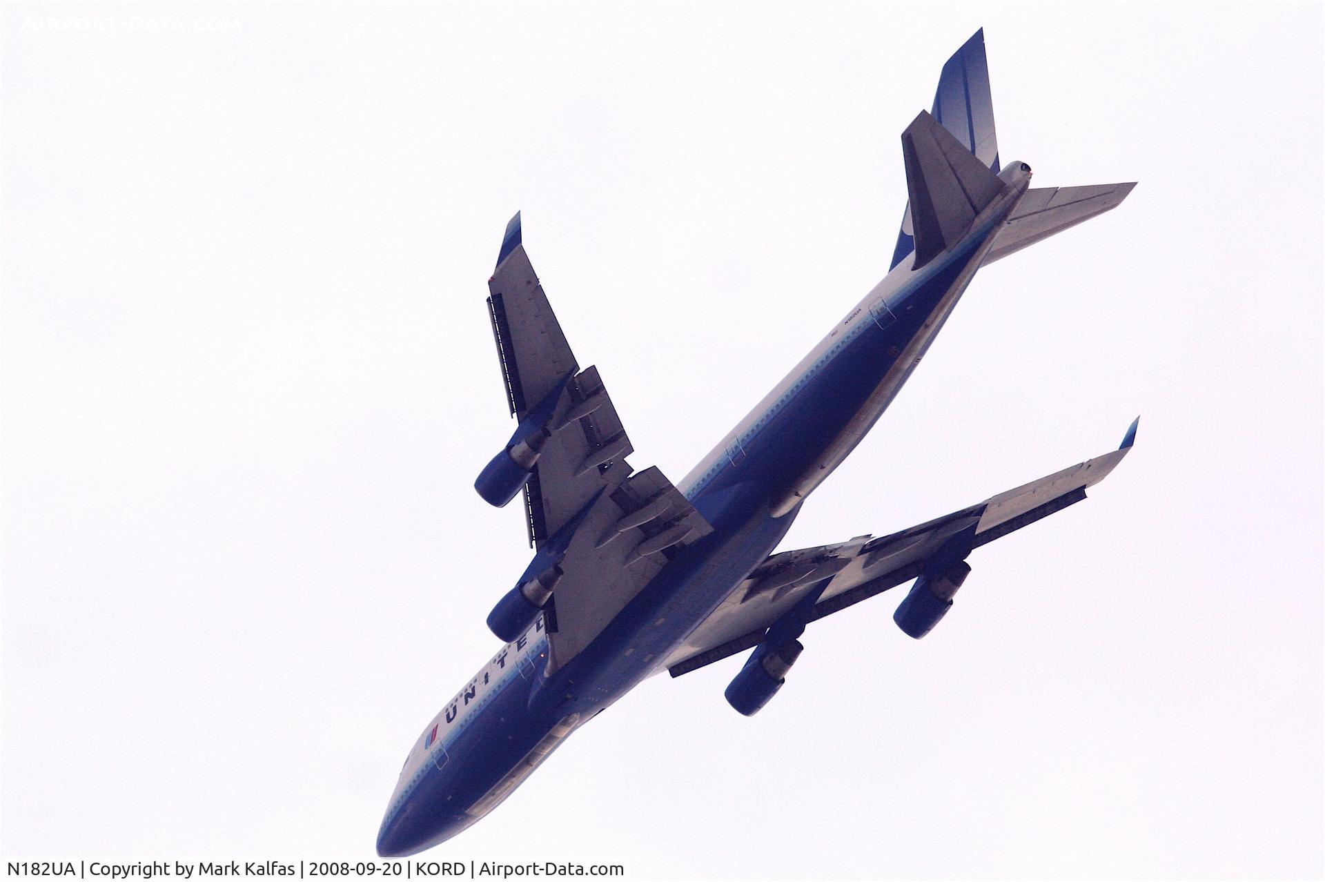N182UA, 1991 Boeing 747-422 C/N 25279, United Airlines Boeing 747-422, N182UA on the 9R approach KORD.