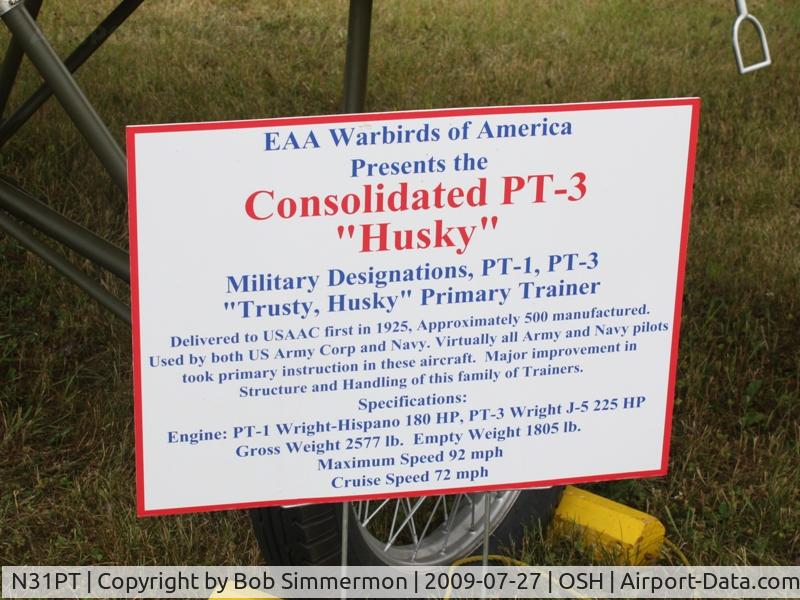 N31PT, 1998 Consolidated PT-3 Replica C/N 1, Airventure 2009 - Oshkosh, Wisconsin