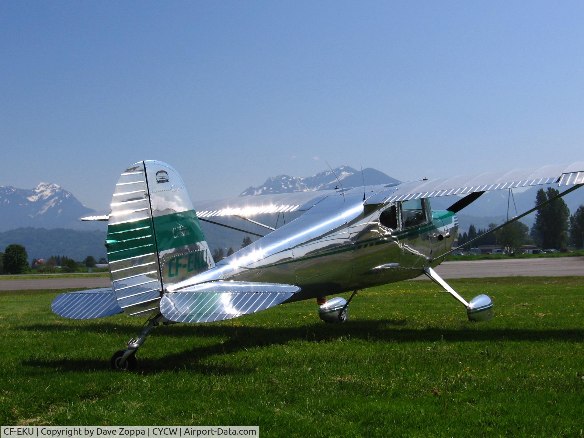 CF-EKU, 1947 Cessna 140 C/N 14027, Polished Aluminum Metallic Green 2 seat 85 HP Continental