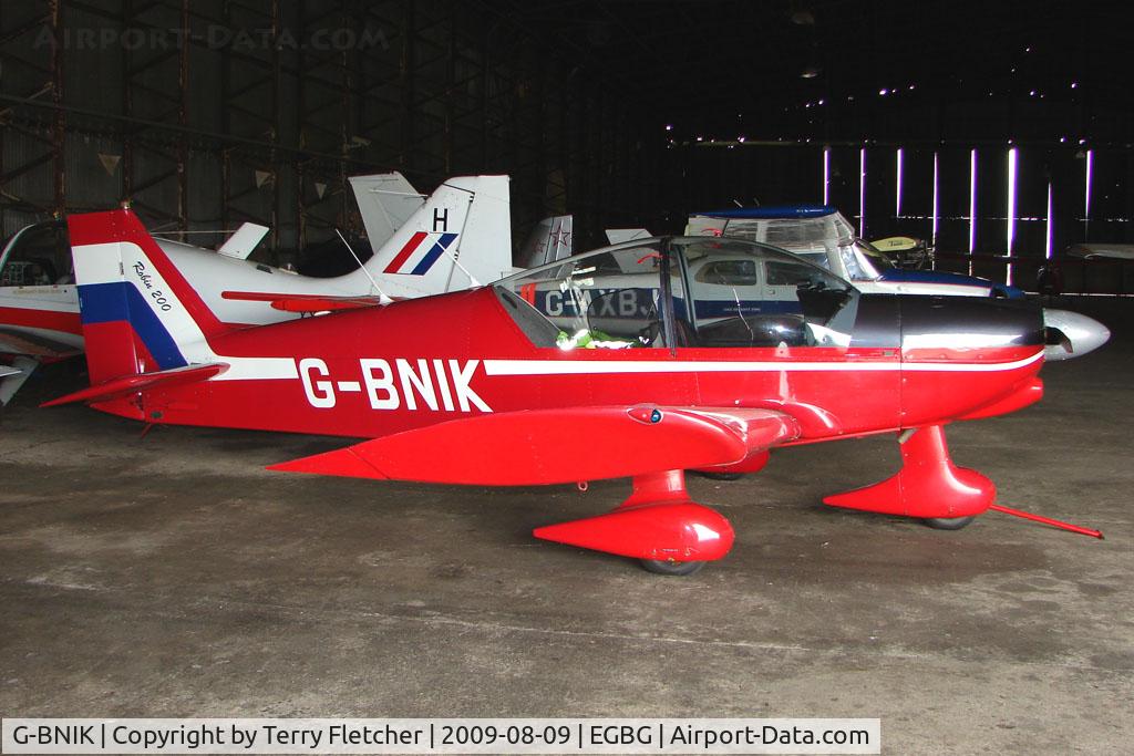 G-BNIK, 1974 Robin HR-200-120B C/N 43, Robin hangared at Leicester