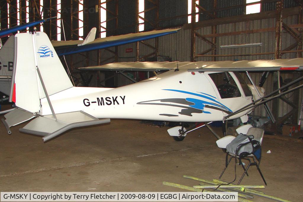 G-MSKY, 2001 Comco Ikarus C42 FB UK C/N PFA 322-13722, Ikarus C42 hangared at Leicester
