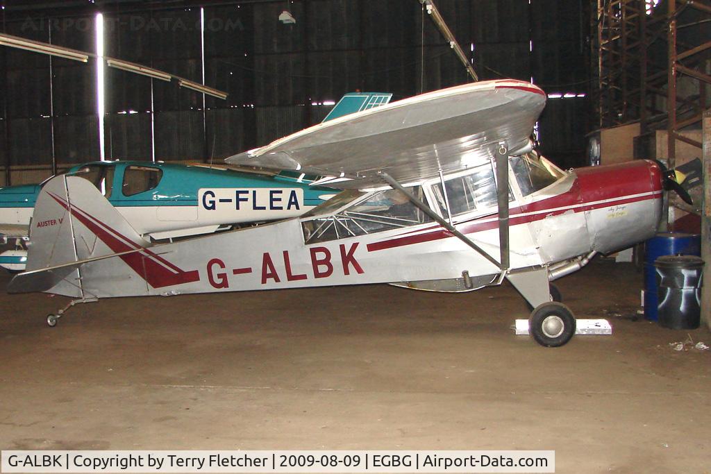 G-ALBK, 1944 Taylorcraft J Auster 5 C/N 1273, Auster hangared at Leicester