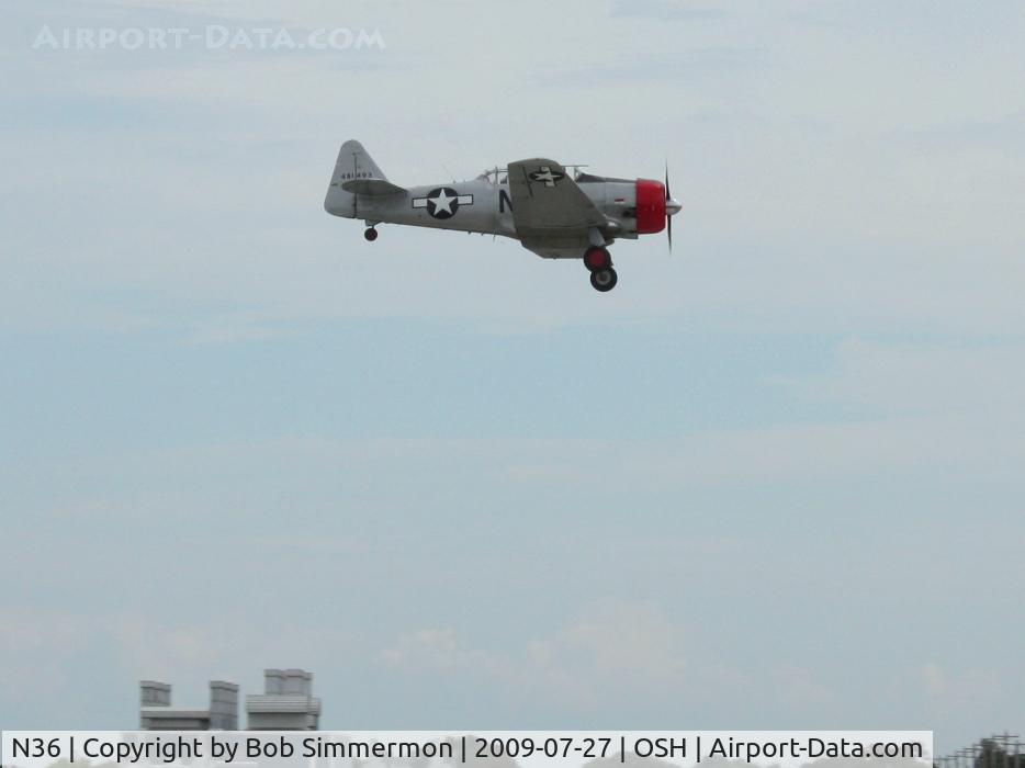 N36, 1944 North American AT-6F Texan C/N 121-42765, Landing RWY 18 at Airventure 2009 - Oshkosh, Wisconsin