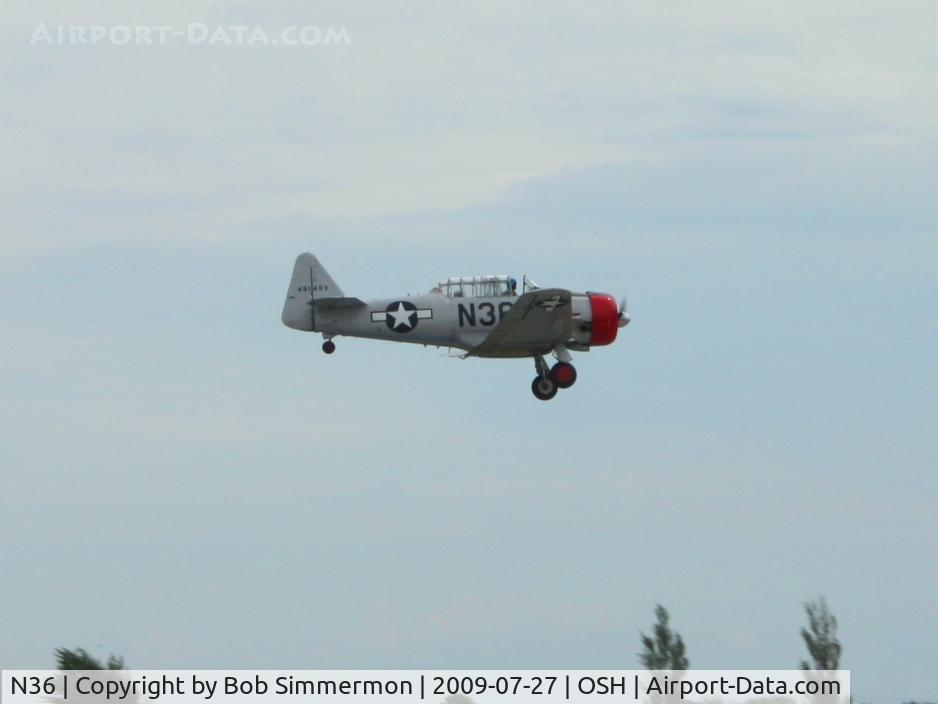 N36, 1944 North American AT-6F Texan C/N 121-42765, Landing RWY 18 at Airventure 2009 - Oshkosh, Wisconsin