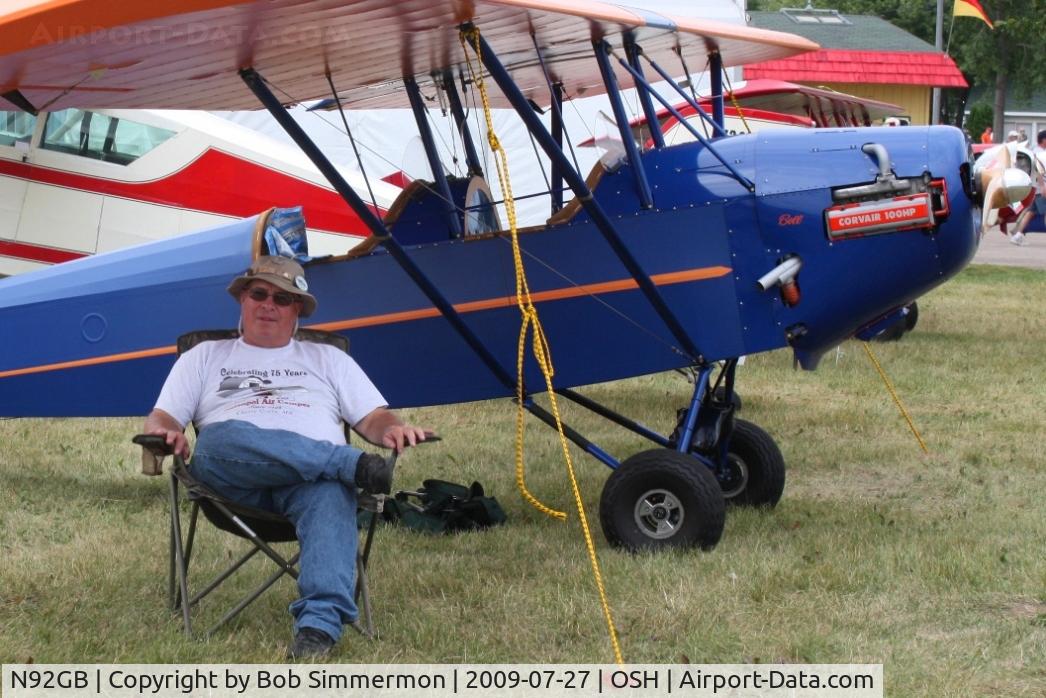 N92GB, 2006 Pietenpol Air Camper C/N B402, Builder Gary Bell and his Pietenpol at Airventure 2009 - Oshkosh, Wisconsin