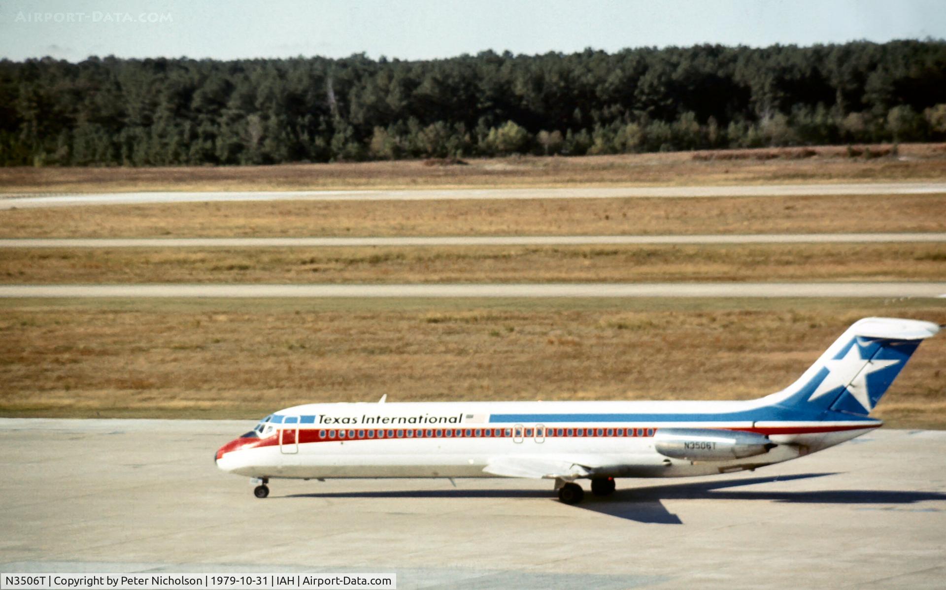 N3506T, 1979 McDonnell Douglas DC-9-32 C/N 47765, DC-9 of Texas International seen at Houston International in October 1979.