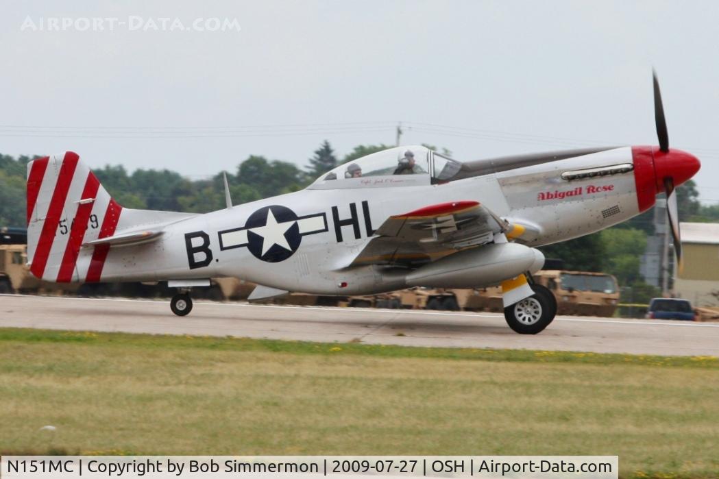 N151MC, 1968 North American F-51D Mustang Mustang C/N AF6722581, Departing RWY 18 at Airventure 2009 - Oshkosh, Wisconsin