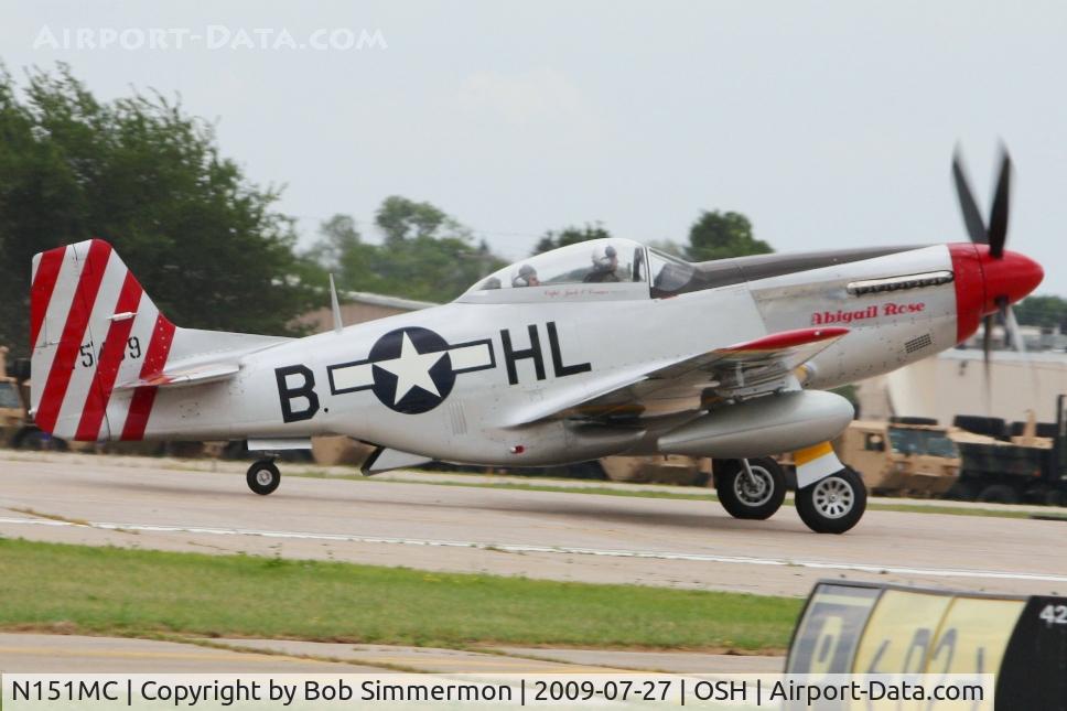 N151MC, 1968 North American F-51D Mustang Mustang C/N AF6722581, Departing RWY 18 at Airventure 2009 - Oshkosh, Wisconsin