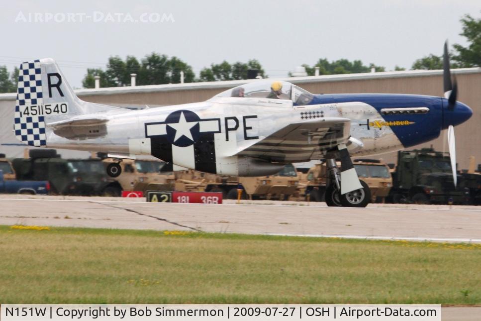 N151W, 1945 North American F-51D Mustang C/N 124-48293, Departing RWY 18 at Airventure 2009 - Oshkosh, Wisconsin