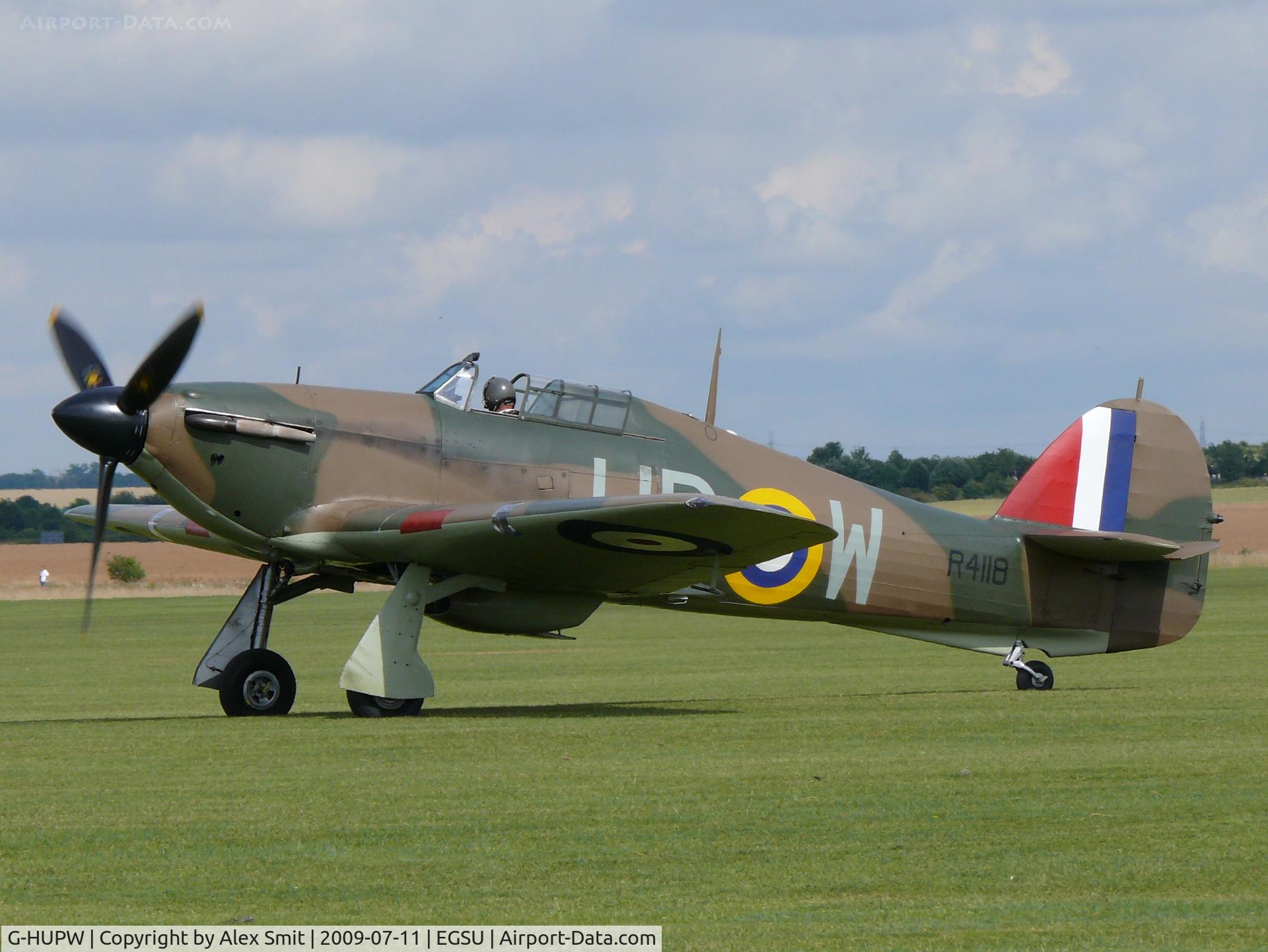 G-HUPW, 1940 Hawker Hurricane I C/N G592301, Hawker Hurricane I G-HUPW Peter Vacher painted as Royal Air Force R4118/UP-W