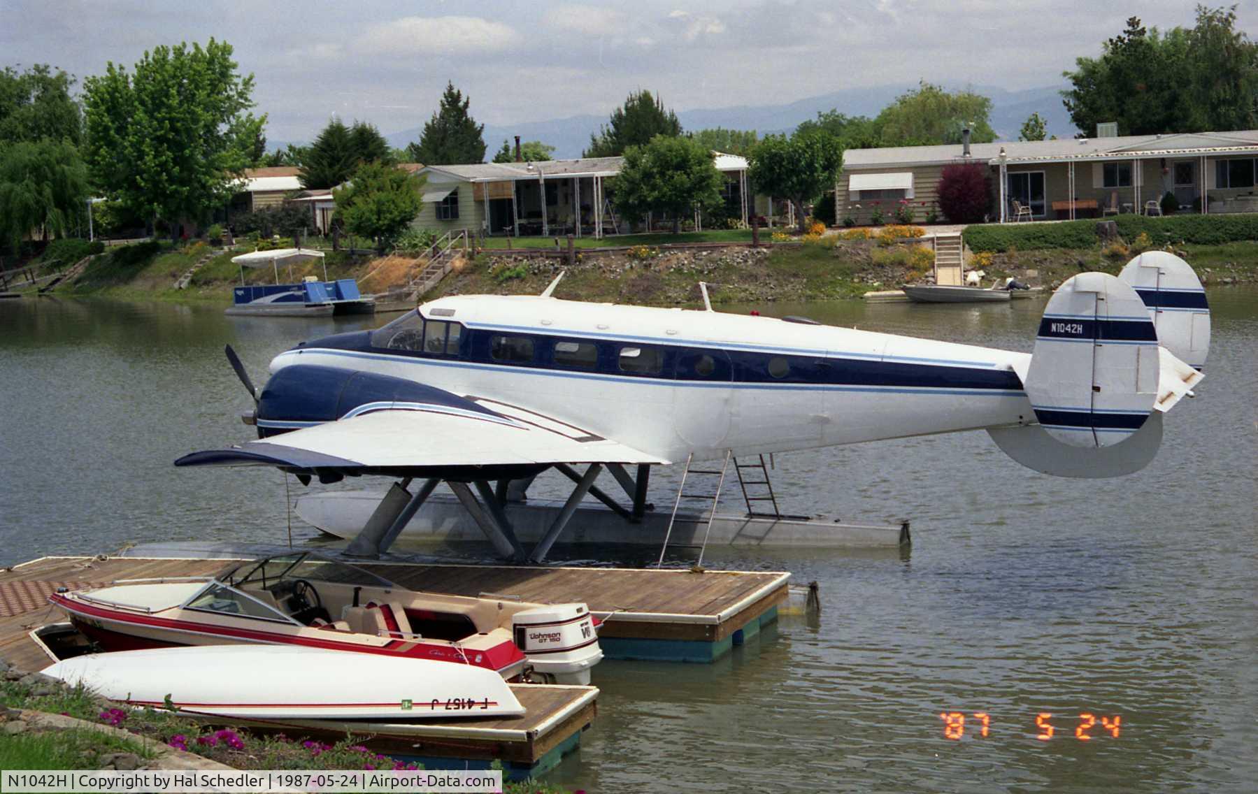 N1042H, 1953 Beech D18S C/N CA-267, Taken at my dock on Clear Lake, California.