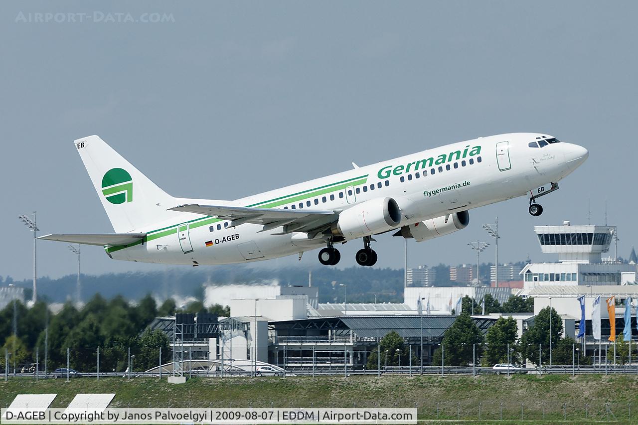 D-AGEB, 1989 Boeing 737-322 C/N 24320, Germania Boeing B737-322 take of in MUC/EDDM