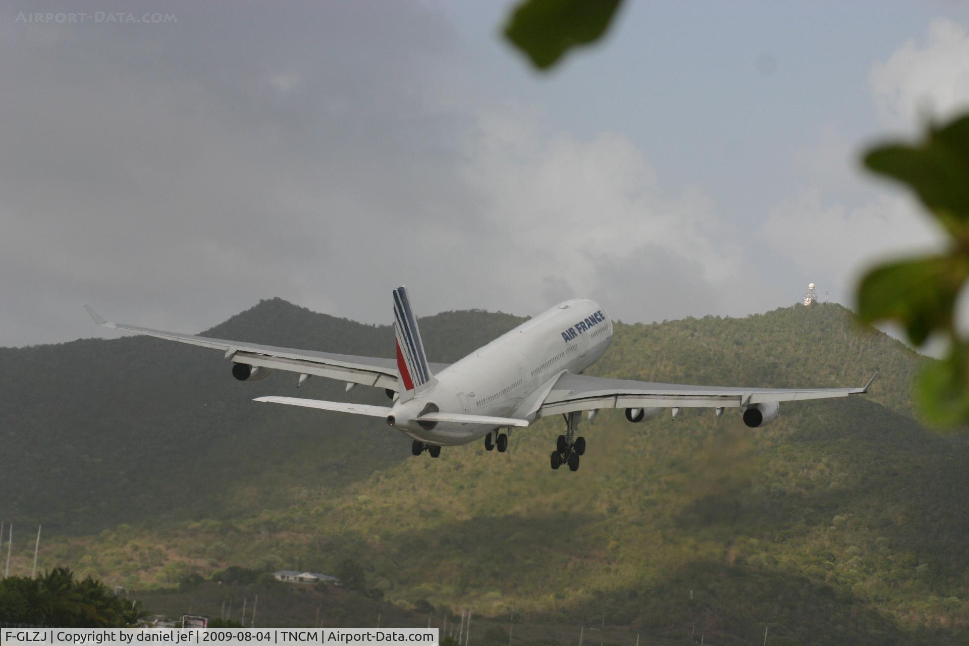 F-GLZJ, 1997 Airbus A340-313X C/N 186, on rotation out of sxm