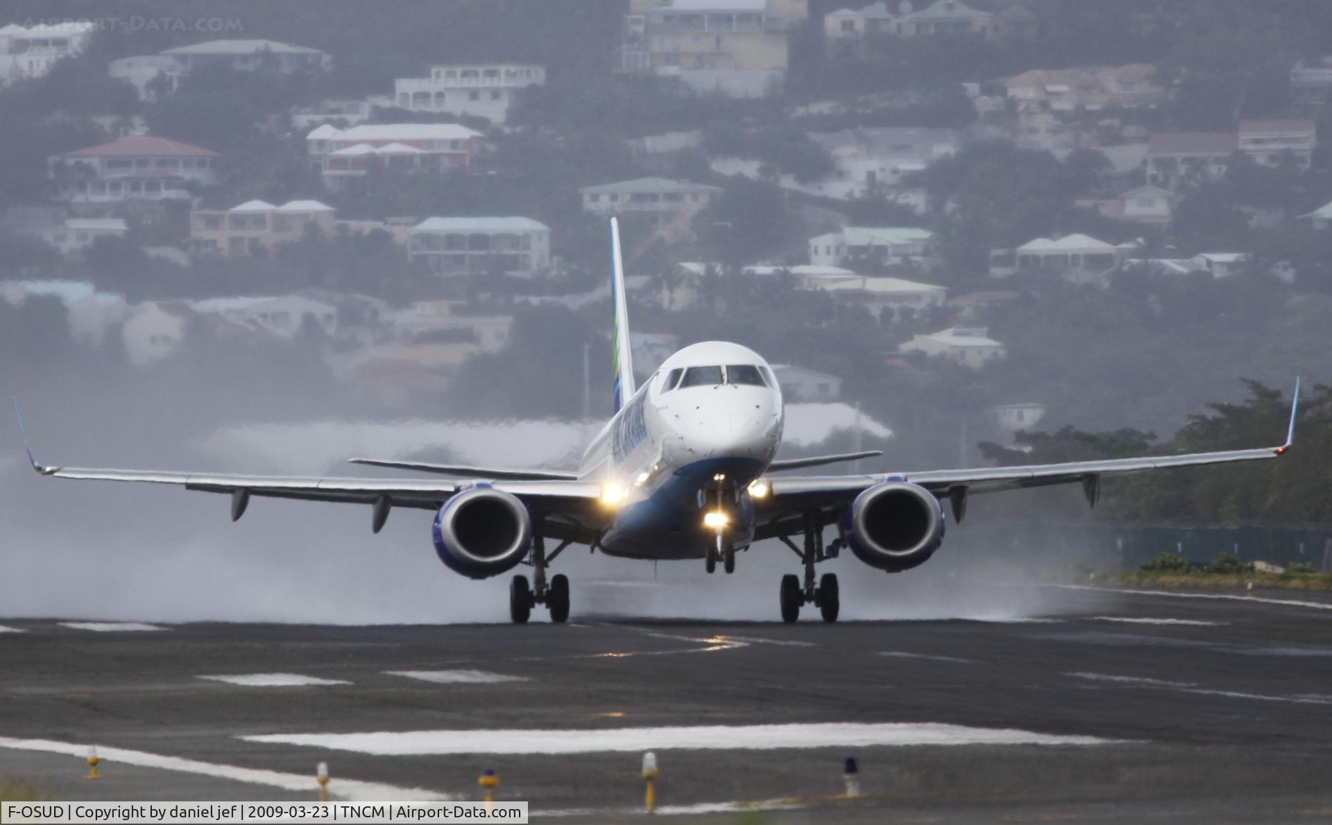 F-OSUD, 2007 Embraer 190LR (ERJ-190-100LR) C/N 19000130, rotating out of st maarten rn 27