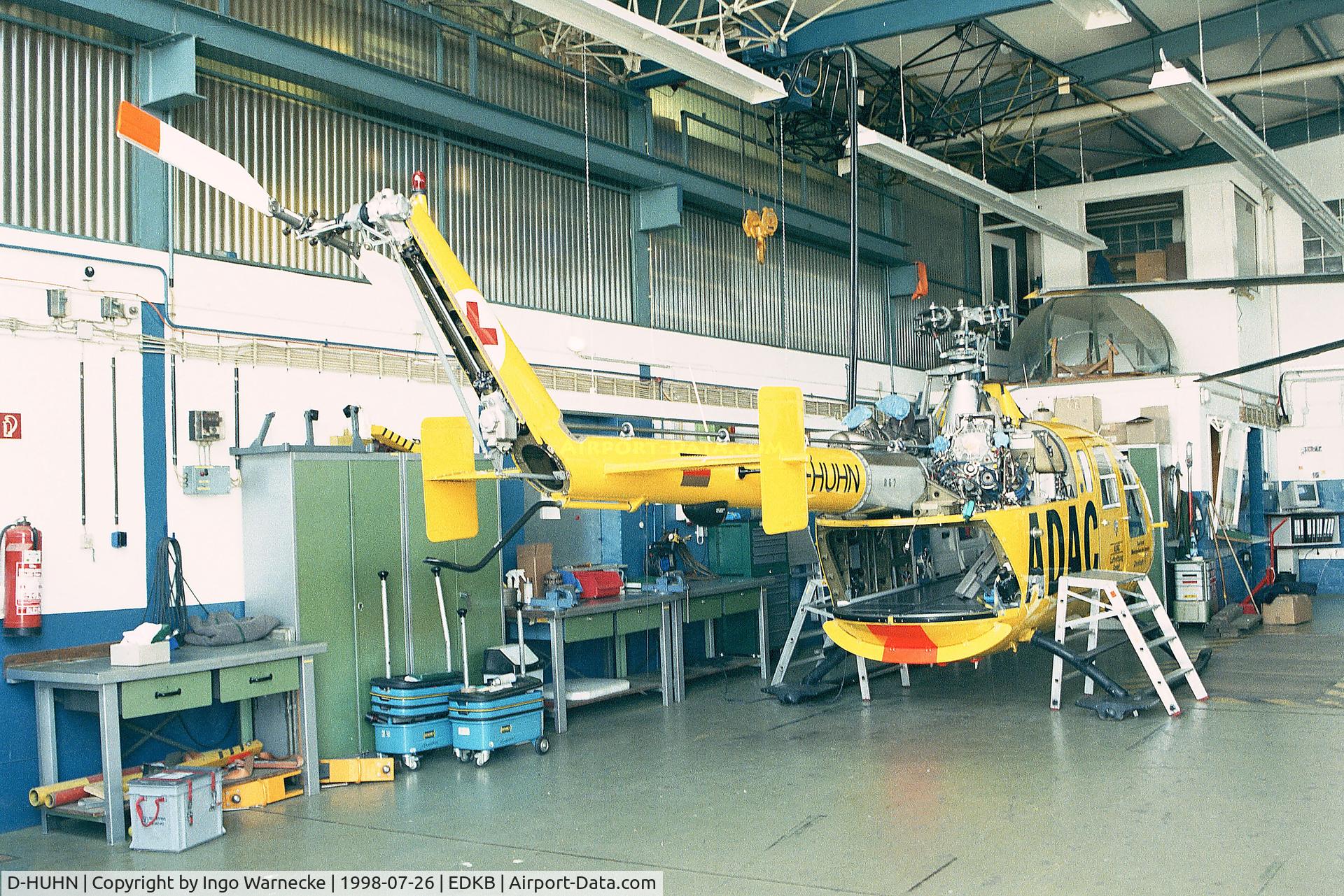D-HUHN, MBB BO-105S C/N S-867, MBB Bo 105CBS-5 of ADAC EMS undergoing maintenance at Air Lloyd at Bonn-Hangelar airfield