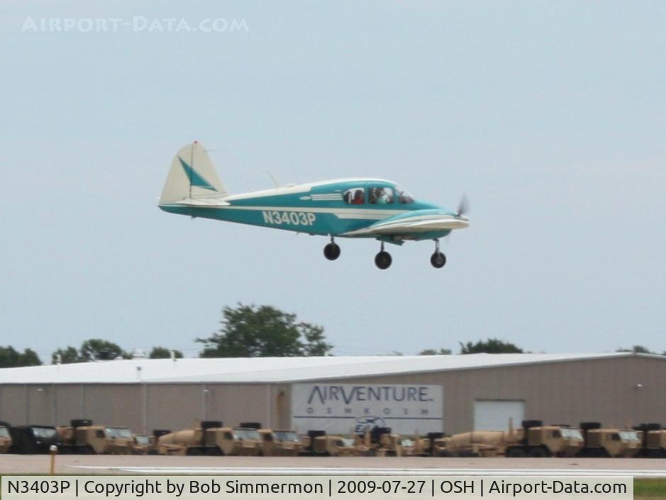 N3403P, 1958 Piper PA-23-160 Apache C/N 23-1367, Landing RWY 18 at Airventure 2009 - Oshkosh, Wisconsin